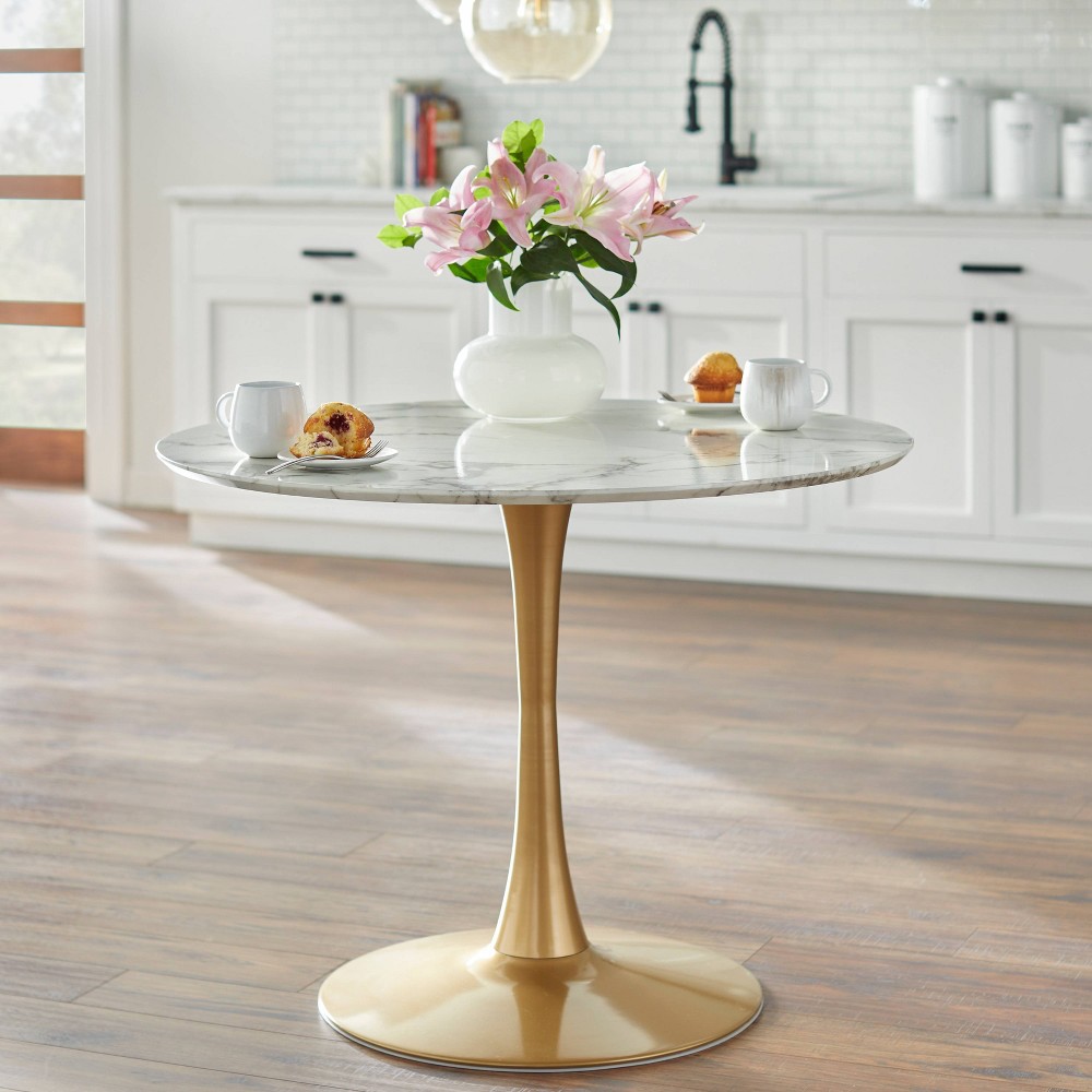 Photos - Dining Table Kavitt Round  White/Gold - Angelo:Home