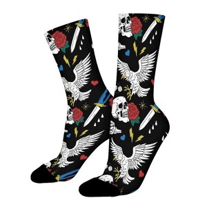 Snake Eagle Skull Knife Women Printed Crew Socks Funny Funky Socks Soft Polyester Novelty Gifts for Artists Men - 1 of 1
