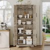 Homhougo 70in Tall Kitchen Pantry Cabinet, Freestanding Storage Cabinet with 4 Doors and Adjustable Shelves, Large Utility Hutch Cupboard Gray - 4 of 4