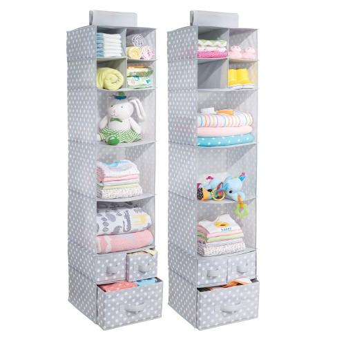 Mdesign Fabric Over Rod Hanging Closet Storage Organizers, Set Of 2 - Gray  : Target