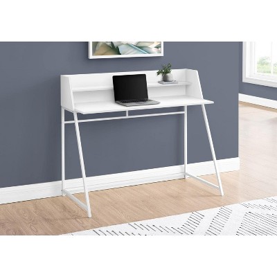 White Wood Desk with Hutch and Metal Legs