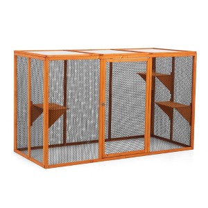 Sevobal Pet Crates and Houses Detachable Cat Enclosure with Waterproof Roof and 3 Jumping Platforms, Removable Cat Cage, Orange, 70.8"*31.5"*42.5" - 1 of 3