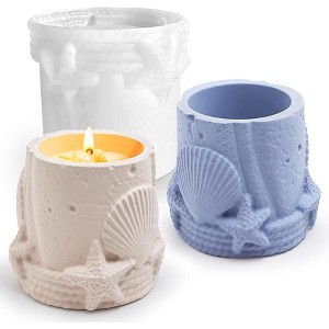 JDICTION Ocean Sea Shell Storage Jar Silicone Mold, Starfish Cylindrical Resin Molds for Jewelry Candle Containers, Marine Home Decor - 1 of 4