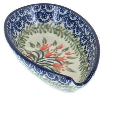 Blue Rose Polish Pottery Spring Tulip Small Spoon Rest