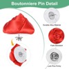 Unique Bargains Handmade Men Suits Formal Boutonnieres Wedding Corsage Lapel Pin Flower Brooch Butterfly Buckle 16 Pcs Red - 2 of 4