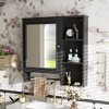 Bathroom Medicine Cabinet With Single Mirror Door, Wall Mounted Storage Cabinet With Mirror Door And Adjustable Shelf, 3 Open Fixed Shelves - 4 of 4