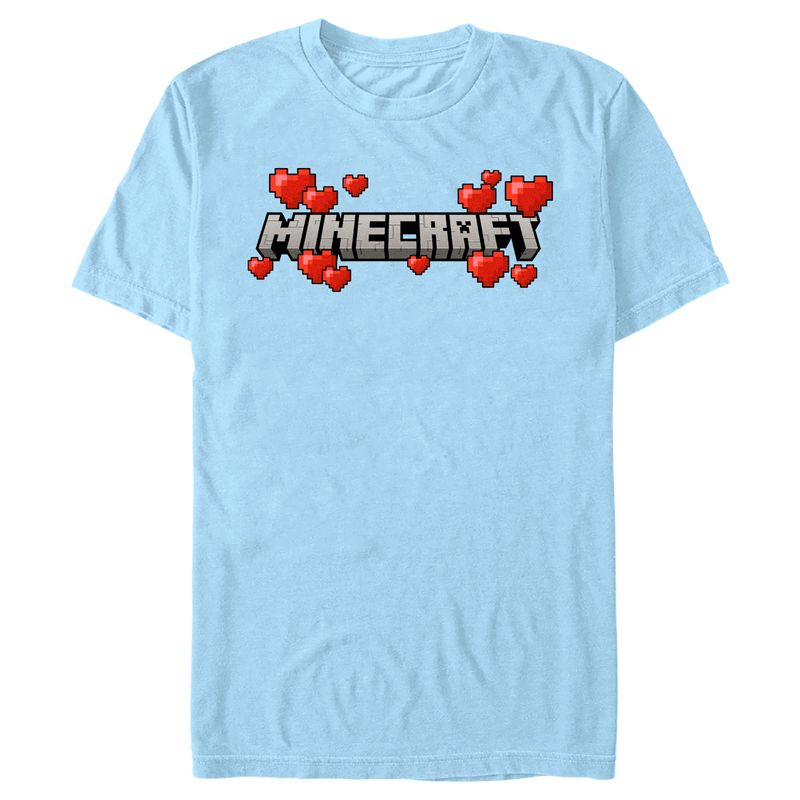 Men's Minecraft Valentine's Day Hearts Logo T-Shirt, 1 of 5