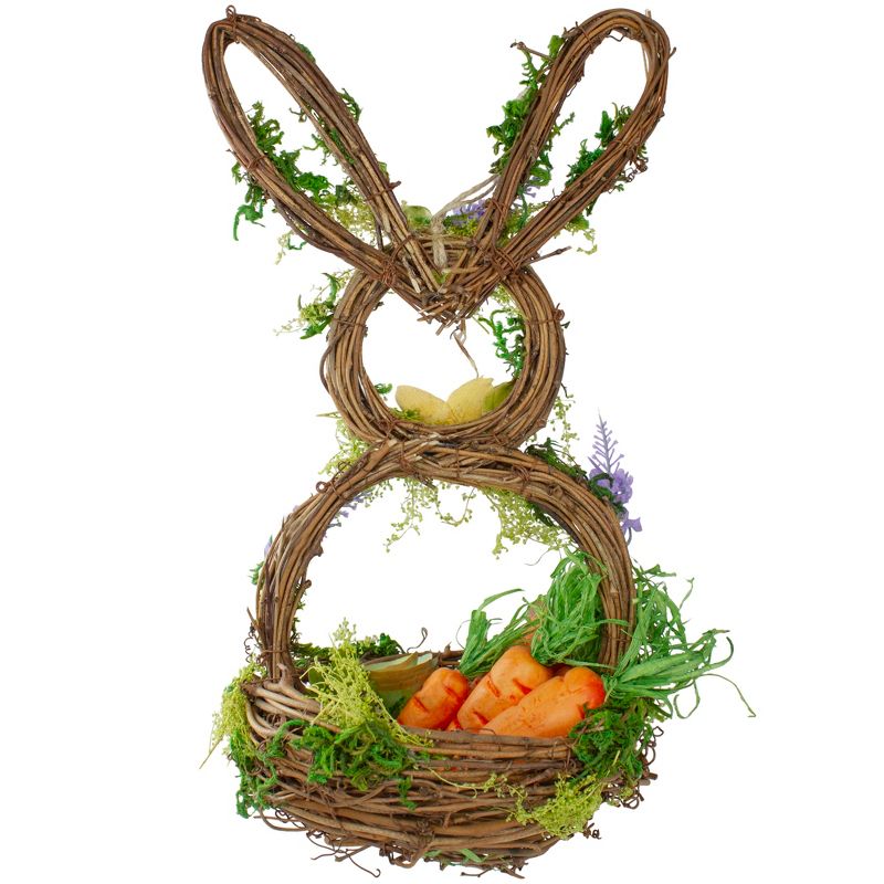 Northlight 14.5" Brown and Green Artificial Floral Bunny Shaped Basket, 5 of 6