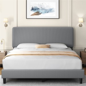 Yaheetech Upholstered Bed Frame with Adjustable Headboard and Mattress Foundation with Wooden Slat Support - 1 of 4