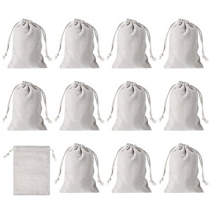 Unique Bargains Bank Coin Deposit Change Transit Bags Canvas Money Bag with Drawstring Beige 12 Pcs - 1 of 4