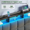 Greenstell Upholstered Lift Storage Bed with LED Lights & Charging Station, Modern Platform Bed, Heavy Duty Wooden Slats - 2 of 4