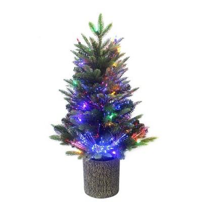 Kurt Adler 32-Inch Northern Light Pot Tree with Fiber-Optics and Multi-Color LED Lights