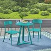 SKRAN Outdoor Metal Dining Set of 3,Iron Bistro Set,Includes Two Chairs and One Table For Patio, Garden and Indoor, Matte Teal - 2 of 4