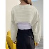 Women's Knitted Crop Top Long Sleeve Hollow Out Shrug Sweater  Knit Cover Up Tops - 4 of 4