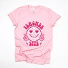 Simply Sage Market Teacher Life Leopard Smiley Face Short Sleeve Tee - S - Pink - 2 of 4