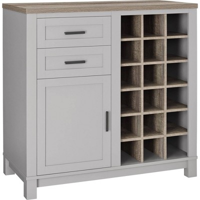 Paramount Bar Cabinet Gray/Distressed Brown Oak - Room and Joy