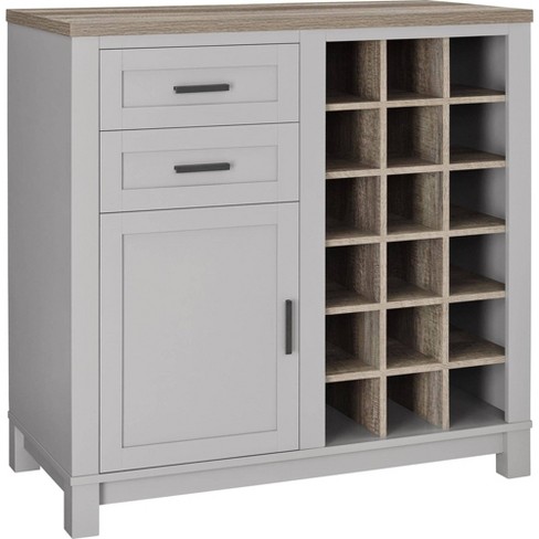 Paramount Bar Cabinet Gray Distressed Brown Oak Room Joy