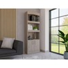 TOAOTBNBO 3 Tier Tall Narrow Bookcase with 2 Doors, Display Bookshelves with Metal Hardware, Freestanding Book Shelf for Home Office, Light Gray - 4 of 4