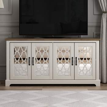 Galano Heron 59.1 in. 4 Door TV Stand Fits TV's up to 65 in. in Dusty Gray Oak, Ivory, Ivory with Knotty Oak, Black with Knotty Oak