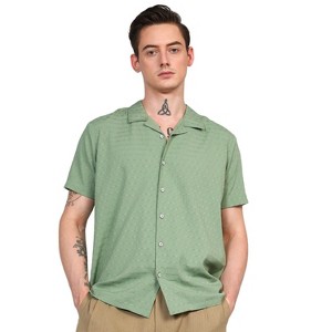 Campus Sutra Men Men's Pistachio Green Embroidered Creased Shirt - 1 of 4