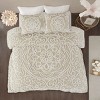 Sapphtopaz Duvet Cover Set Tufted Chenille Medallion Embroidery Solid Color Bedding 3 Piece 1 Duvet Cover, 2 Pillow Shams - 4 of 4