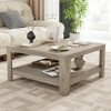 34.45" Engineered Wood Square Coffee Table with Double-Layer Storage and Multi-Functional Design for Living Room, Office, or Study - 2 of 4