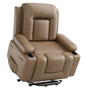 Electric Lift Recliner Chair with Heated Massage - PU Leather Power Recliner Adjustable Back & Leg, Mobility Support - 1 of 4