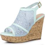 Allegra K Women's Open Toe Platform Heel Lace Wedges Sandals