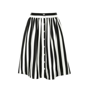 INSPIRE CHIC Women's Stripes Button Front Elastic Back A-Line Midi Skirt - 1 of 4