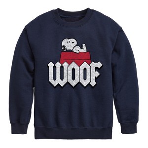 Boys' - Peanuts - Woof Snoopy Graphic Long Sleeve Fleece Sweatshirt - 1 of 4