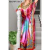 HAPPY BAY Women's House Daily Routine Evening Wear Maxi Caftan Casual Long Slit Dress Loungewear Dashiki Dresses for Women One Size Multi,Abstract - 2 of 4