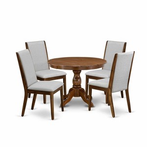 HomeStock 5-Piece Antique Walnut Finish Solid Wood Top Dining table with 4 Chairs - 1 of 4
