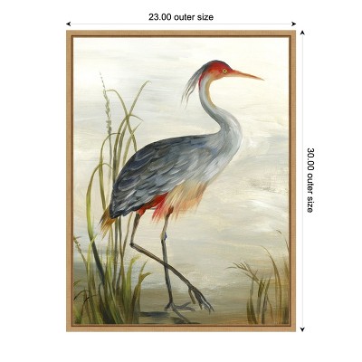 Grey Heron Canvas Wall Art with Maple Frame, 23" x 30"