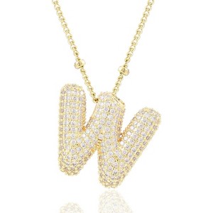 Personalized Chunky Initial Necklace: 14K Gold Plated Bubble Balloon Charm Pendant for Women - 1 of 4