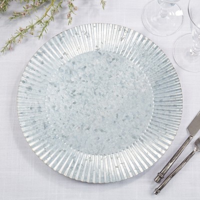 Country Charm Ruffled Galvanized Metal Charger Plates, Set of 4