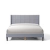 Okak Queen Size Primary Bedroom Bed Frame with Corduroy/Linen Upholstered Headboard,Modern Platform Bed No Box Spring Needed - 4 of 4