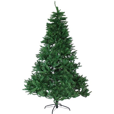 Sunnydaze Indoor Unlit Faux Tannenbaum Slim Holiday Christmas Evergreen Tree with Hinged Branches - 7' - Green