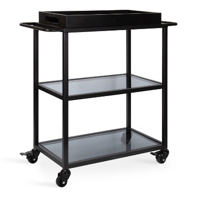 Kate and Laurel Giles Rectangle Metal Bar Cart, 28x13x30, Black