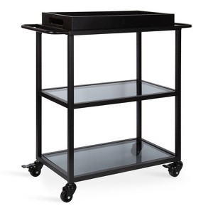 Kate and Laurel Giles Rectangle Metal Bar Cart, 28x13x30, Black - 1 of 4