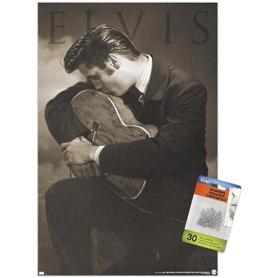 Trends International Elvis Presley - Sepia Guitar Unframed Wall Poster ...