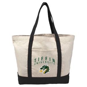 Tiffin University Primary Logo Canvas Tote Bag With External Pocket, Reusable Shoulder Bag for Shopping, School, Beach - 1 of 4