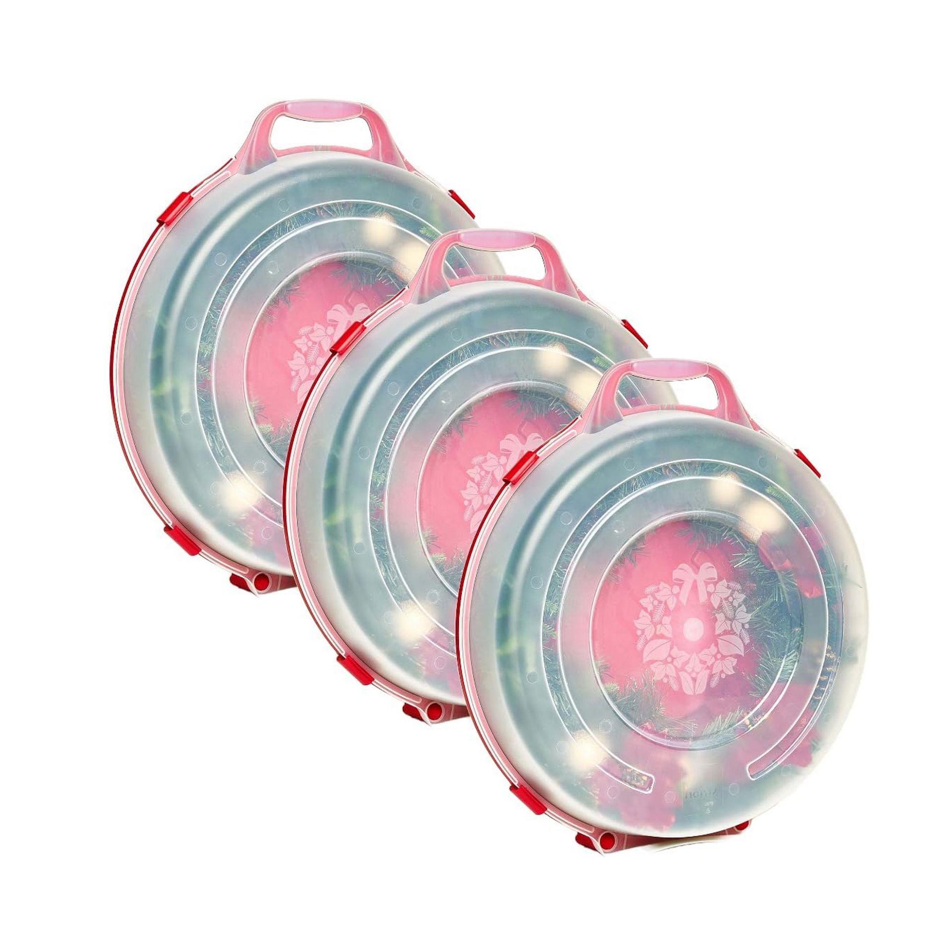 Homz 24 Inch Seasonal Holiday Christmas Plastic Wreath Storage Box