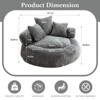 Efomao Round Ultra Soft Chenille Foam Bean Bag Chair - Oversized Comfy with Armrests & 3 Pillows - for Adults/Teens (Grey) - 2 of 4
