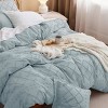 Bedsure | Solid Minimalist Embroidery Duvet Cover Set Cozy and Stylish Bedding Set - 3 of 4