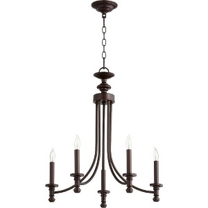 Quorum Lighting Rossington 5-Light Chandelier, Oiled Bronze, 22 Width, 25.25 Height, Chain Hanging, Dry Rated - 1 of 1