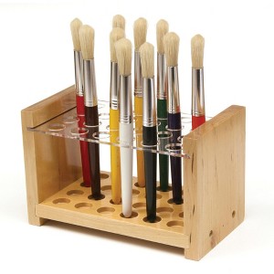 Creativity Street Wooden Paint Brush Stand, Holds 24 Brushes, 5 x 8-1/4 Inches - 1 of 2