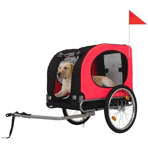 Dog Bike Trailer for Medium Large Dogs - Convertible to Jogging Stroller, Foldable Pet Bicycle Carrier with 19" Air Tires, fits 20"-29" Bike - 1 of 4