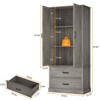EcoSummer 65" Tall Kitchen Pantry Cabinet, Barn Doors Pantry Cabinet with Drawers and Adjustable Shelf, Kitchen Storage Cupboard Living Room, Grey - 3 of 4