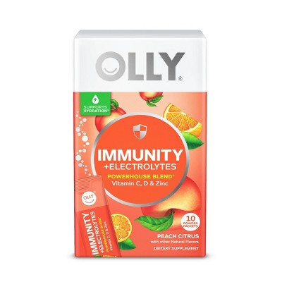 Olly Immunity Powder + Electrolytes Packets - Citrus Peach - 10ct