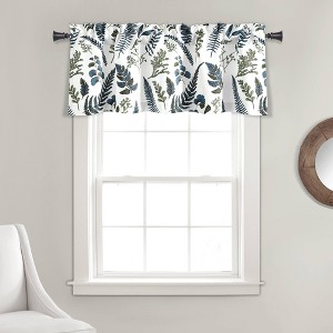 18"x52" Devonia Allover Light Filtering Valance White/Green - Lush Décor: Botanical Leaf Pattern, Rod Pocket, Microfiber - 1 of 4
